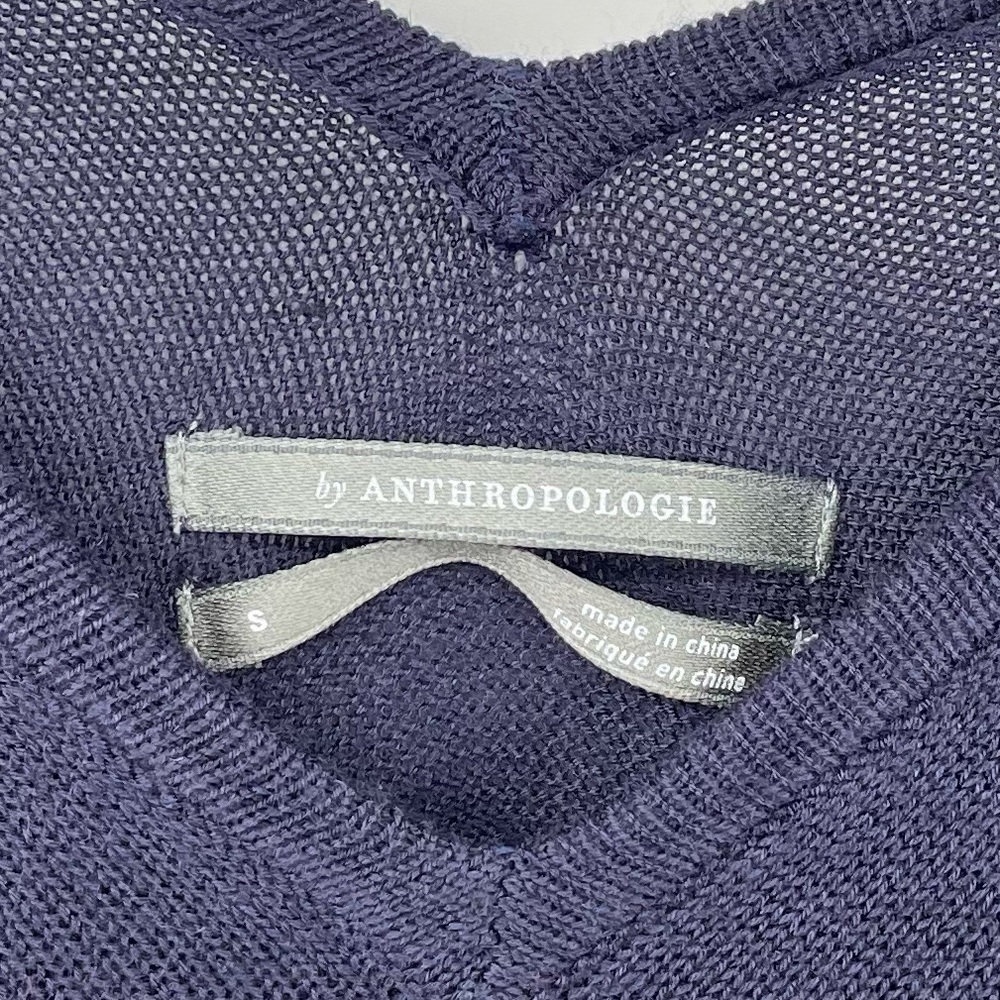 Anthropologie Navy Blue Poncho Sweater. Linen Blend - Picture 7 of 9